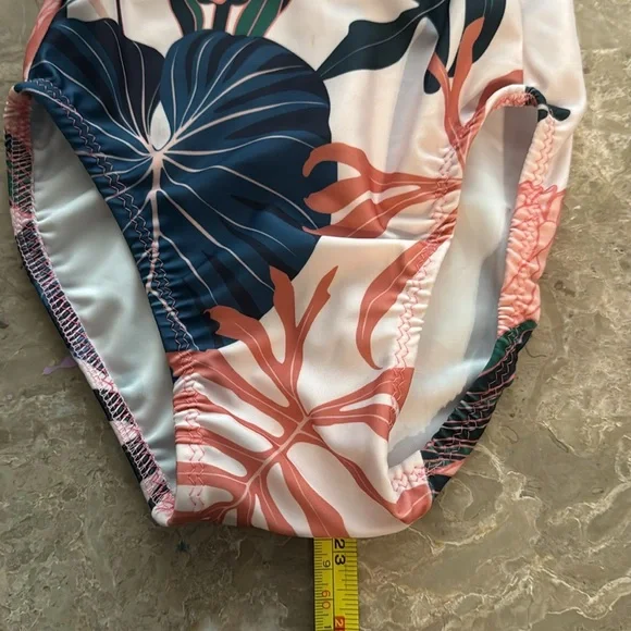 Coral and Floral open back leotard adult XS - Picture 2 of 3